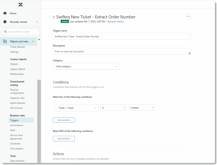 017 Zendesk Admin Swifteq New Ticket Trigger.gif