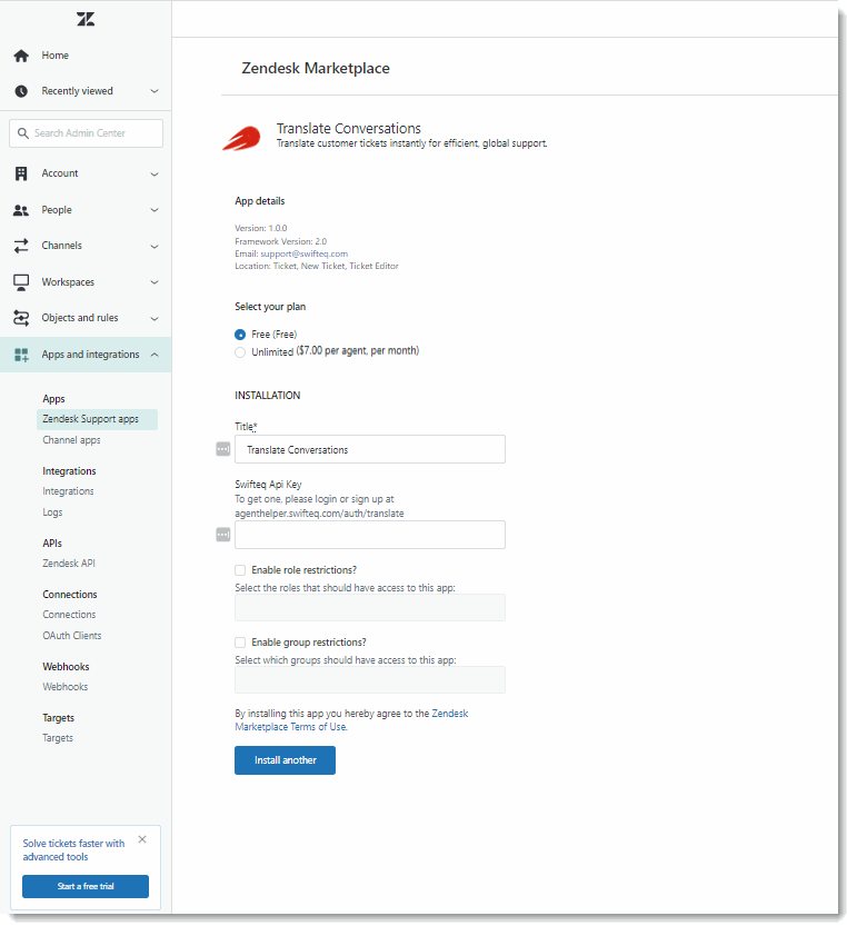 006 Install Zendesk Admin Center Free Limited.gif