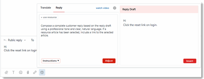 069 Reply Tab with Draft Reply typed as Public Reply.gif