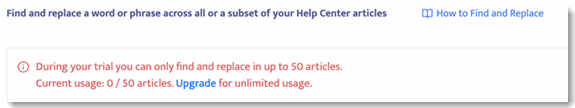 Trial limits find and replace to 50 articles.